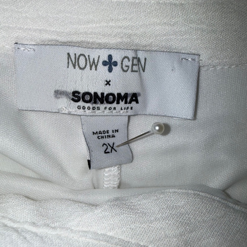 Now + Gen x Sonoma White Embroidered Tassel Belted Shirt Dress Plus Size 2X - Picture 8 of 10